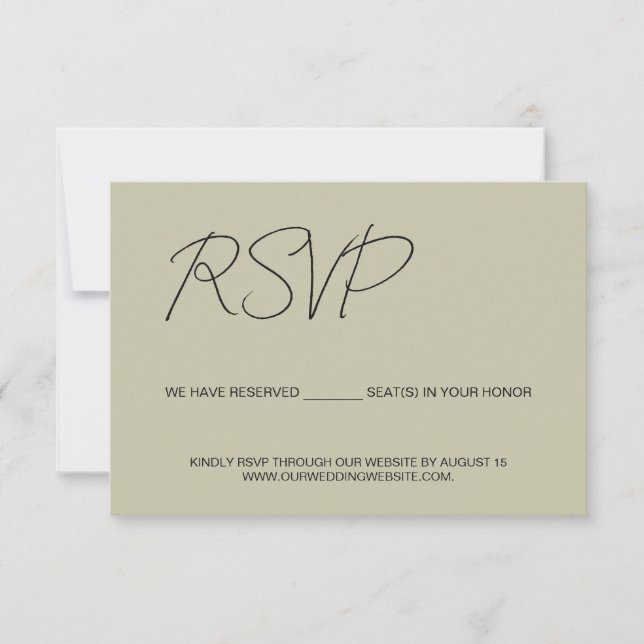 We have reserved seats for you Sage green RSVP Card (Front)