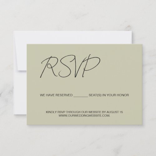 We have reserved seats for you Sage green RSVP Card
