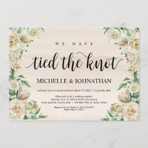 We have tied the knot, Elopement Reception invites