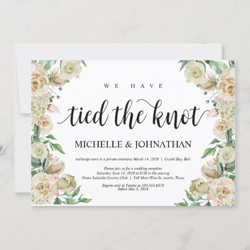 We have tied the knot Elopement Reception invites