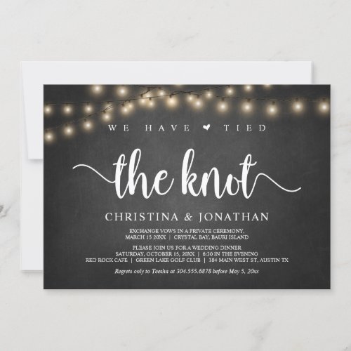 We have tied the knot Rustic Elopement Party Invi Invitation