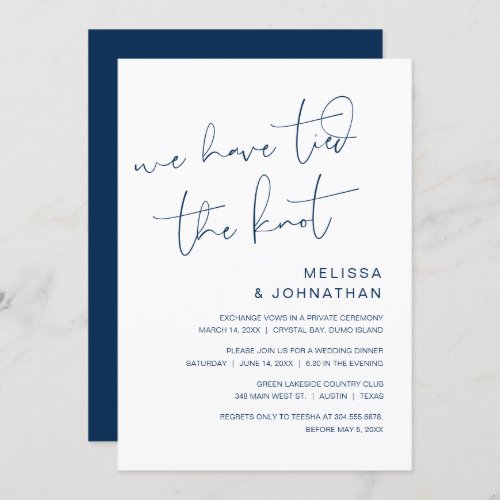 We have tied the knot Wedding Elopement Invitatio Invitation