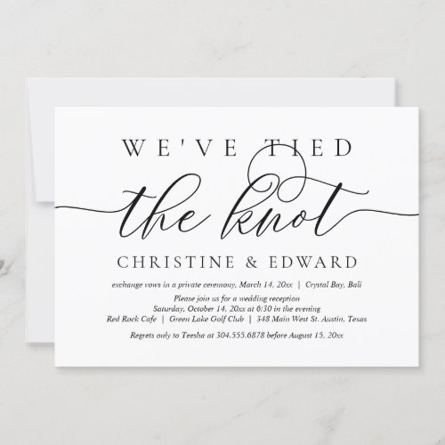 We Have Tied The Knot Wedding Elopement Invitatio Invitation