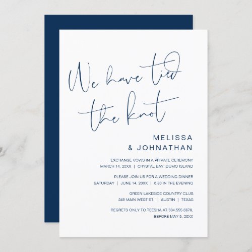 We have tied the knot Wedding Elopement Invitatio Invitation