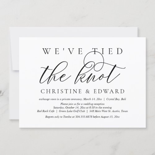 We Have Tied The Knot Wedding Elopement Invitation
