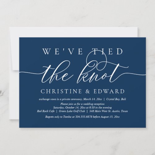 We Have Tied The Knot Wedding Elopement Navy Inv Invitation