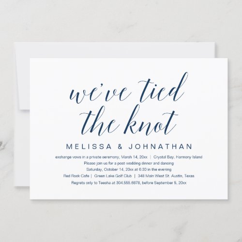 We have tied the knot Wedding Elopement Party Inv Invitation