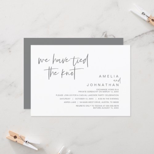 We have tied the knot Wedding Elopement Party Inv Invitation