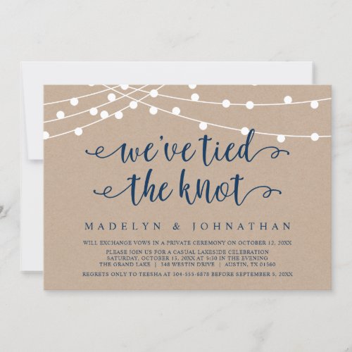 We have tied the knot Wedding Elopement Party Inv Invitation