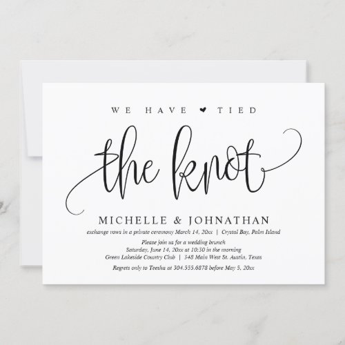 We Have Tied The Knot Wedding Elopement Party Inv Invitation