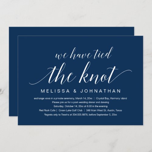 We have tied the knot Wedding Elopement Party Invitation