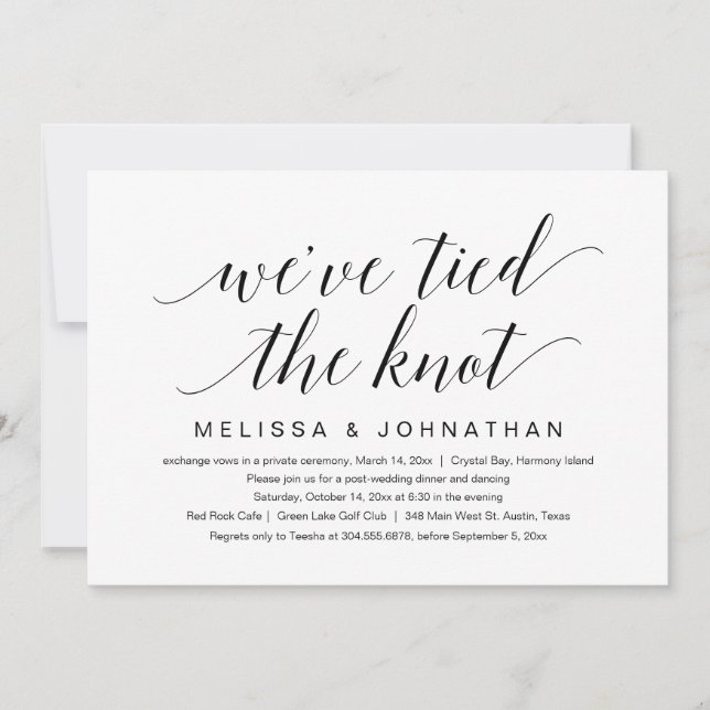 We have tied the knot, Wedding Elopement Party Invitation (Front)