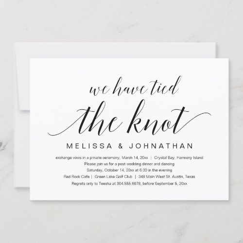 We have tied the knot Wedding Elopement Party Invitation