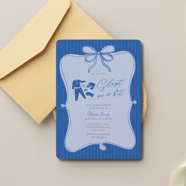 We haven’t slept one bit boy 1st birthday  invitation (Creator Uploaded)