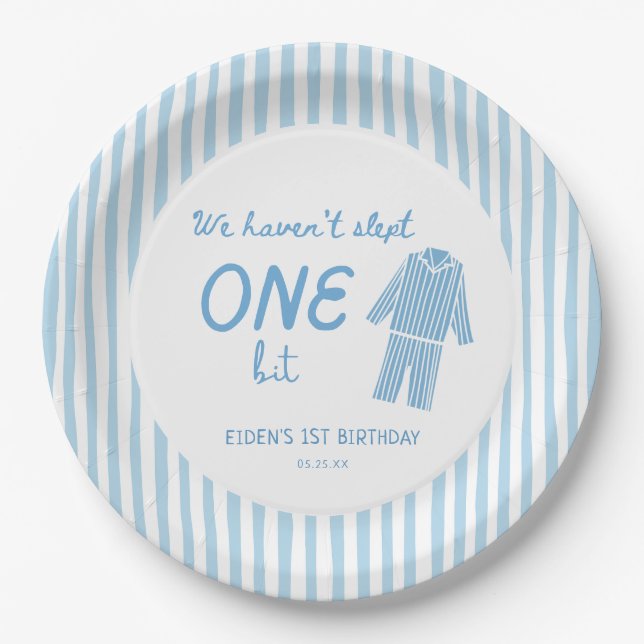 We Haven't Slept One Bit Pajamas Birthday Paper Plates (Front)