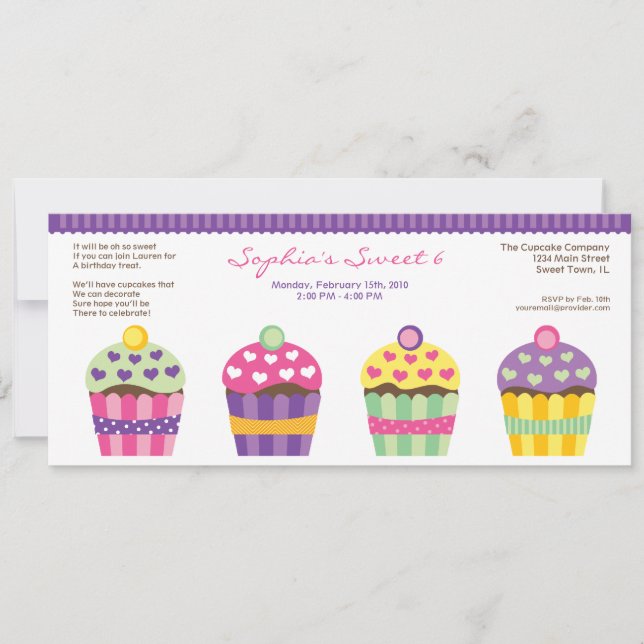 We "Heart" Cupcakes Long Invitation (Front)