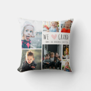 We Heart Granny Photo Collage Grandmother Gift Throw Pillow