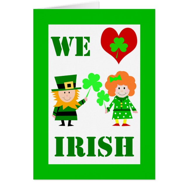 We Heart / Love Irish, St. Patrick's Day, Cute Cards (Front)