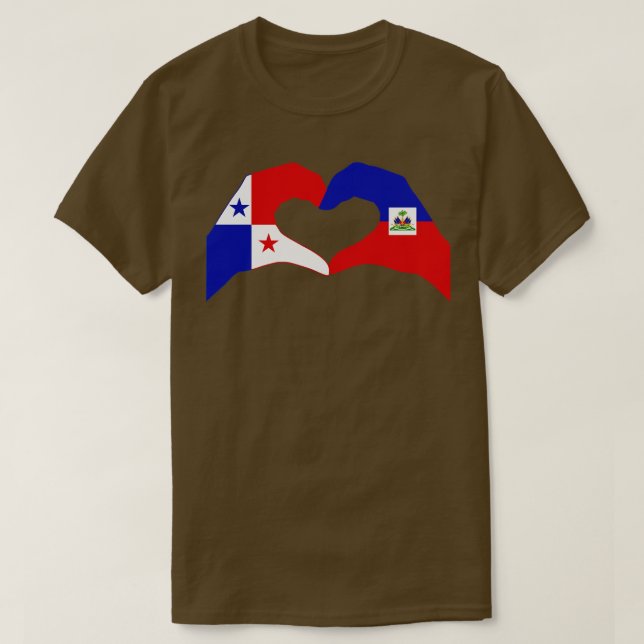 We Heart Panama Haiti Multinational Patriot Flag S T-Shirt (Design Front)