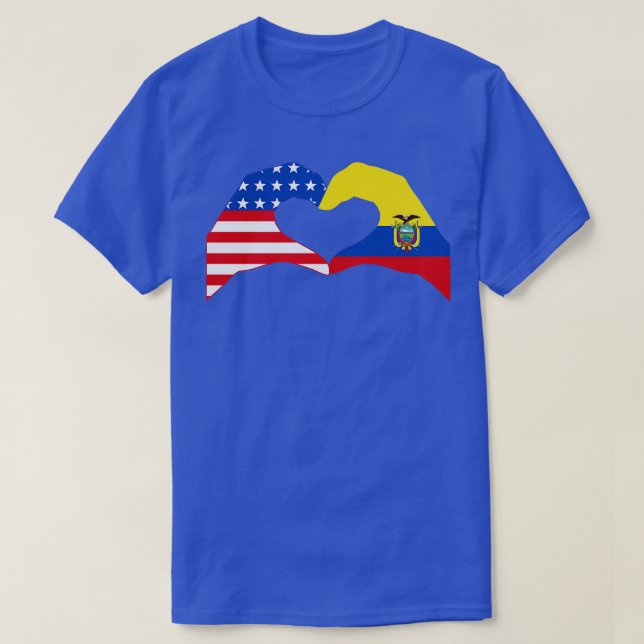We Heart USA Ecuador Multinational Patriot Flag Se T-Shirt (Design Front)