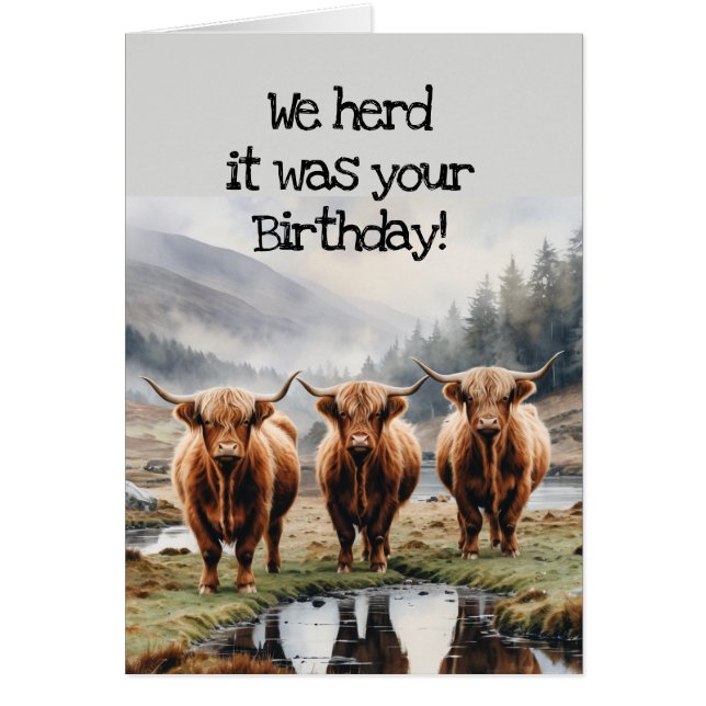 We Herd it Was Your Birthday Fun Cow Humor Cards (Front)