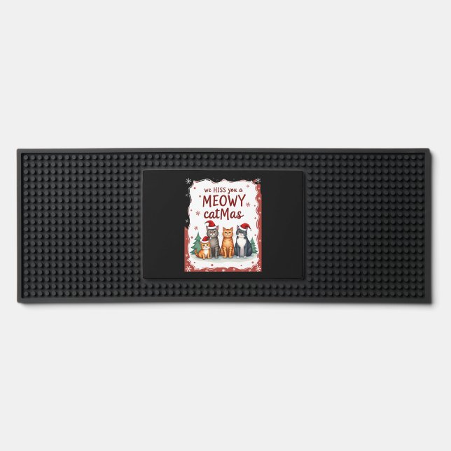 We Hiss You A Meowy Catmas Funny Cat Christmas Ugl Bar Mat (Front)