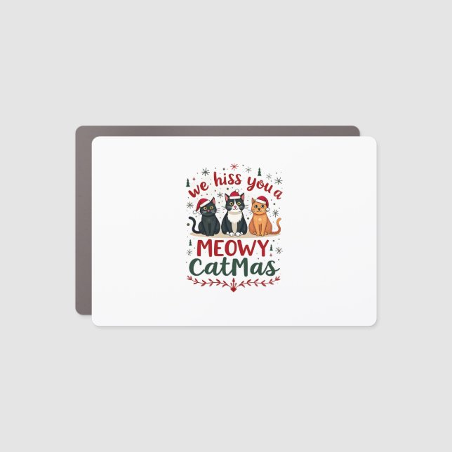 We Hiss You A Meowy Catmas Funny Cat Christmas Ugl Car Magnet (Front)