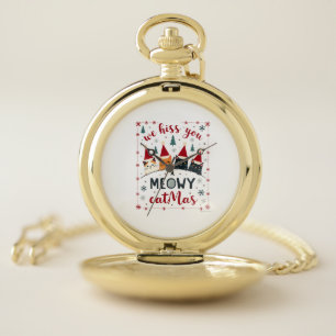 We Hiss You A Meowy Catmas Funny Cat Christmas Ugl Pocket Watch
