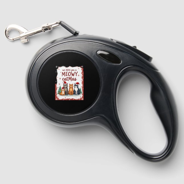 We Hiss You A Meowy Catmas Funny Cat Christmas Ugl Retractable Pet Leash (Front)