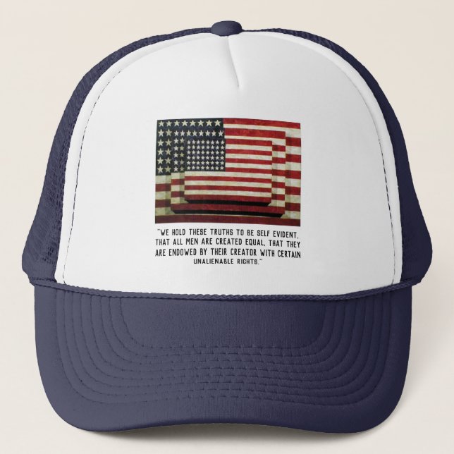"We hold these truths..." US Constitution & Flag Trucker Hat (Front)