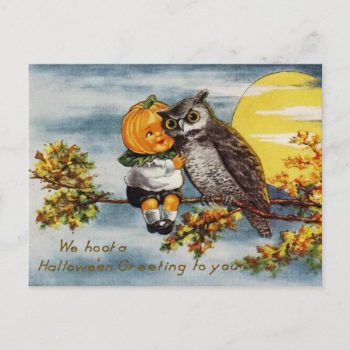 We Hoot a Halloween Greeting To You Postcard