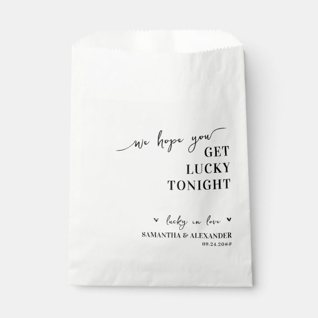 We Hope You Get Lucky Tonight Cute Wedding Lottery Favor Bag (Front)