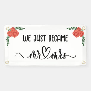 We Just Became Mr. & Mrs. Car\Truck Wedding Banner