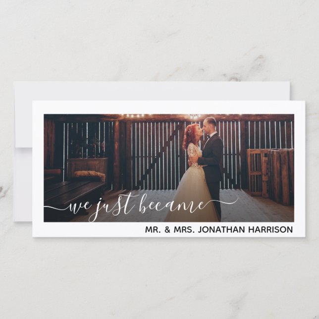 We Just Became Mr Mrs Photo Just Married Announcement (Front)