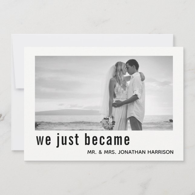 We Just Became Mr Mrs Photo Just Married Reception Invitation (Front)