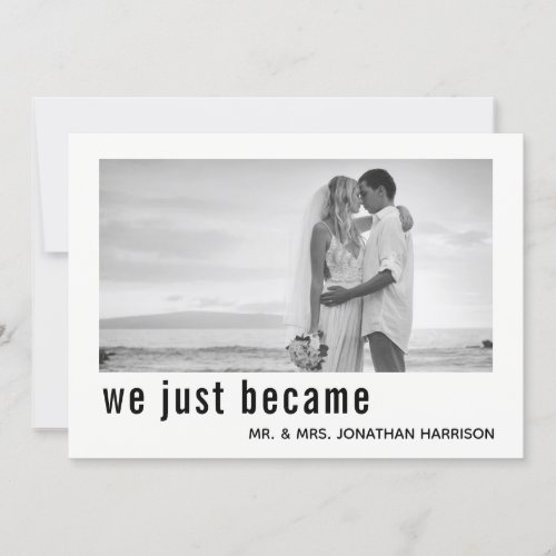 We Just Became Mr Mrs Photo Just Married Reception Invitation