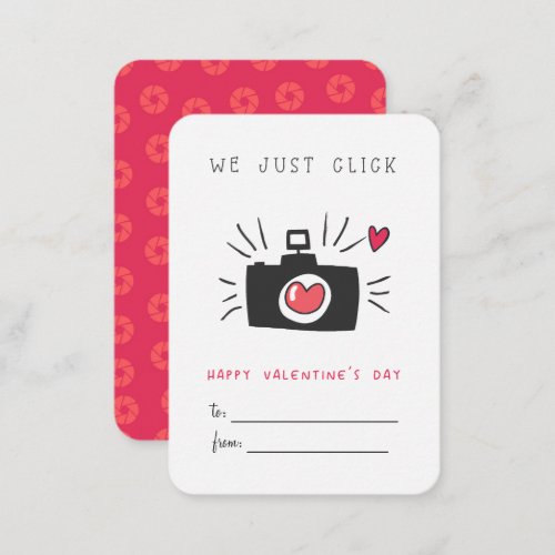 We Just Click Camera Classroom Valentines Day Note Card