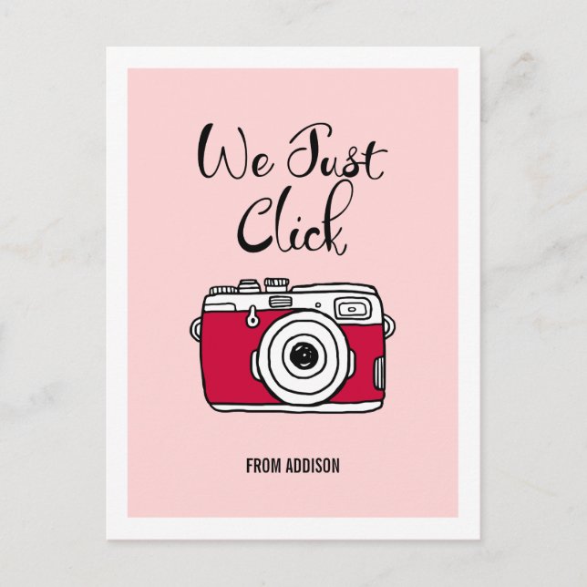 We Just Click Camera Valentine Postcard (Front)