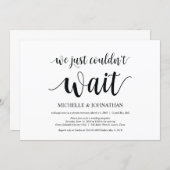 We just could not wait, Wedding Elopement Invites (Front/Back)