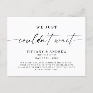 We Just Couldn't Wait Wedding Announcement Postcar Postcard