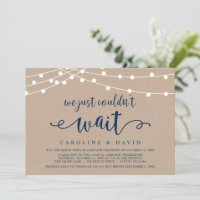 We just couldn't wait, Wedding Elopement Invitatio