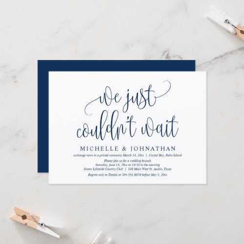 We just couldnt wait Wedding Elopement Party Inv Invitation