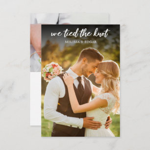 we just got married white wedding photo invitation