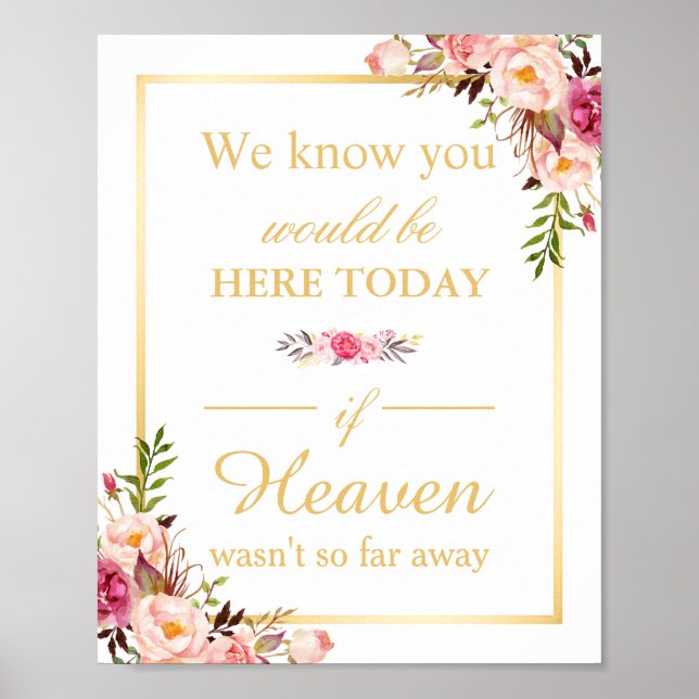 We Know You Would Be Here Floral Chic Wedding Sign (Front)