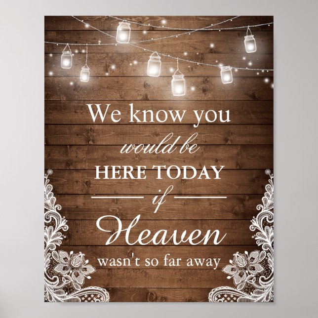 We Know You Would Be Here Rustic Wedding Sign (Front)