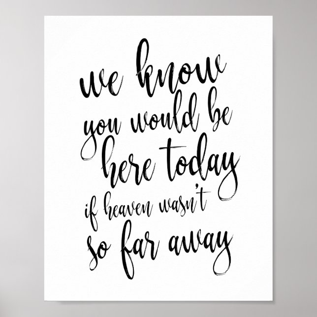 We know you would be here today 8x10 Memorial Sign (Front)