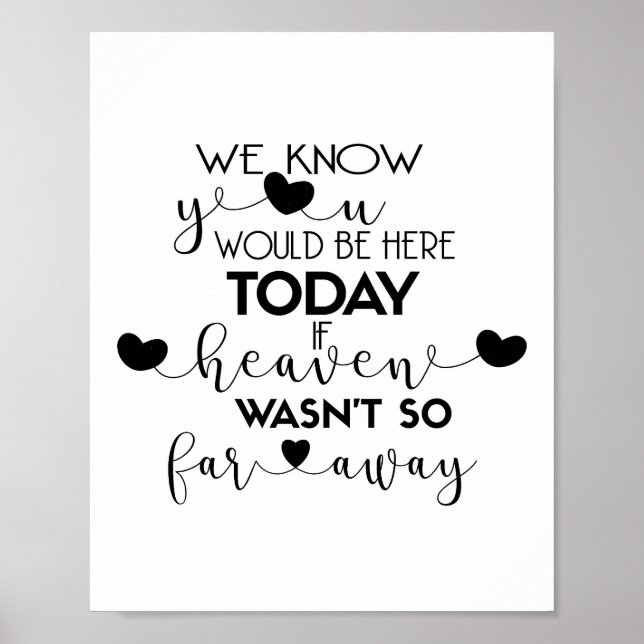 We Know You Would Be Here Today-black Wedding Sign (Front)