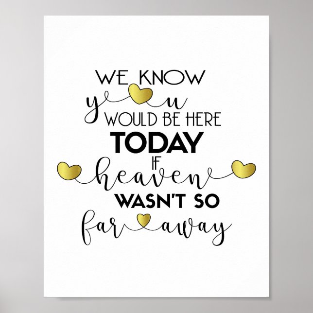 We Know You Would Be Here Today-Gold Wedding Sign (Front)