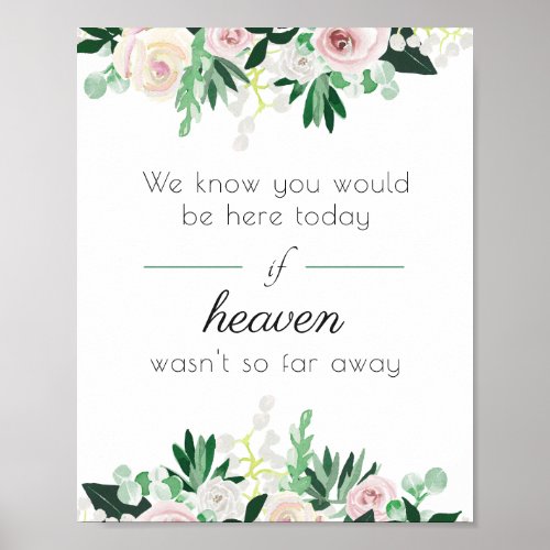 We Know You Would Be Here Watercolor Floral Green Poster