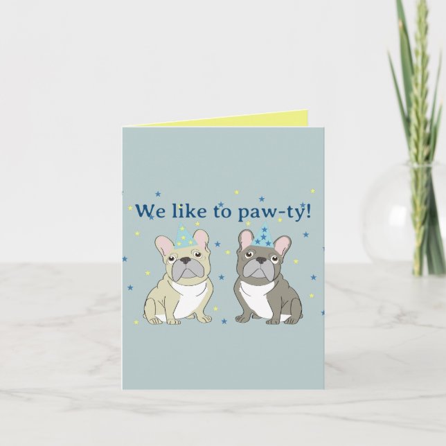 We like to paw-ty!  French, bulldog Invitation (Front)